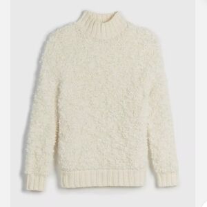 Express Cream Cowl Neck Sweater with Plush Texture